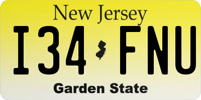 NJ license plate I34FNU