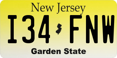 NJ license plate I34FNW