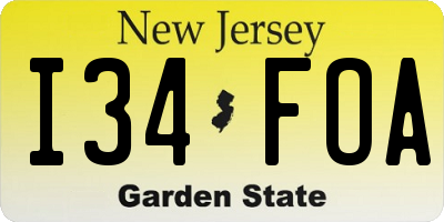NJ license plate I34FOA