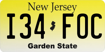 NJ license plate I34FOC