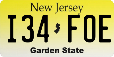 NJ license plate I34FOE