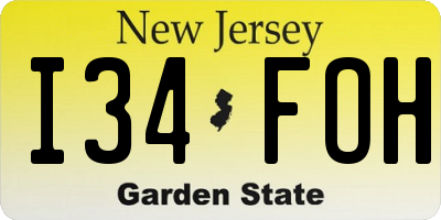 NJ license plate I34FOH