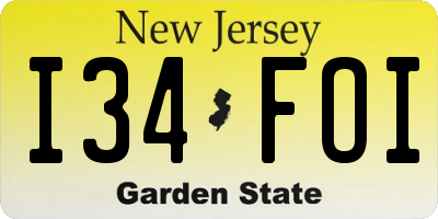 NJ license plate I34FOI