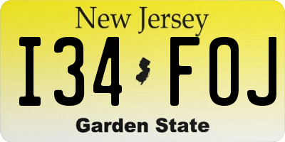 NJ license plate I34FOJ