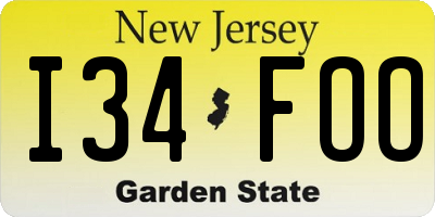 NJ license plate I34FOO