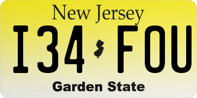 NJ license plate I34FOU