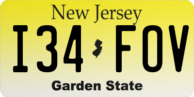 NJ license plate I34FOV