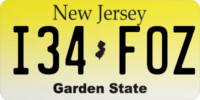 NJ license plate I34FOZ