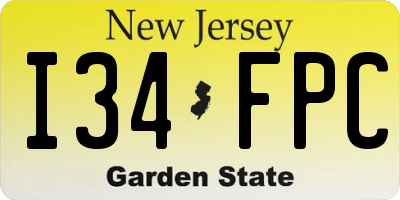 NJ license plate I34FPC