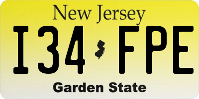 NJ license plate I34FPE