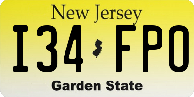 NJ license plate I34FPO