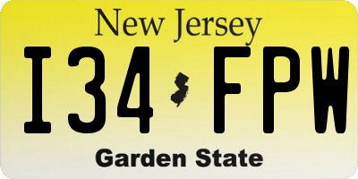NJ license plate I34FPW