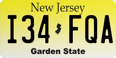 NJ license plate I34FQA