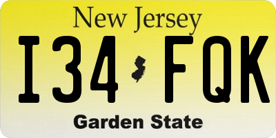NJ license plate I34FQK