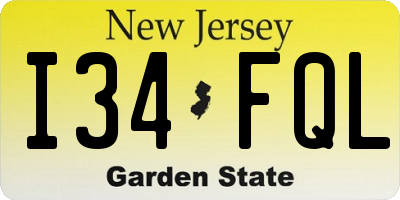 NJ license plate I34FQL