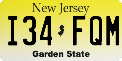 NJ license plate I34FQM