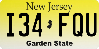 NJ license plate I34FQU