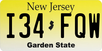 NJ license plate I34FQW