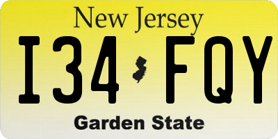 NJ license plate I34FQY