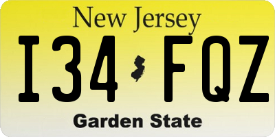 NJ license plate I34FQZ