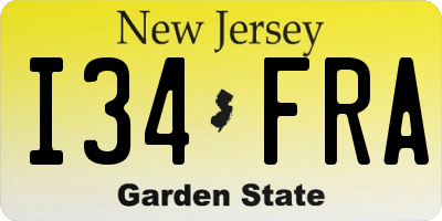 NJ license plate I34FRA