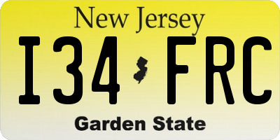 NJ license plate I34FRC