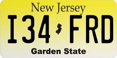 NJ license plate I34FRD