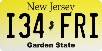 NJ license plate I34FRI