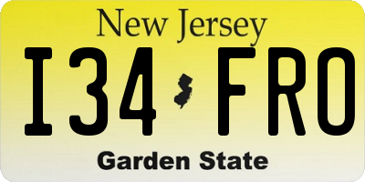 NJ license plate I34FRO