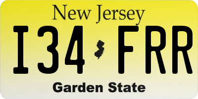 NJ license plate I34FRR