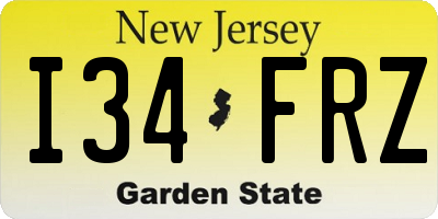 NJ license plate I34FRZ