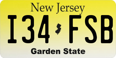 NJ license plate I34FSB