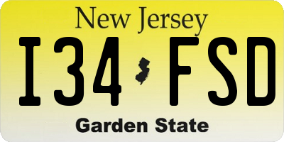 NJ license plate I34FSD