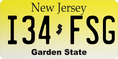 NJ license plate I34FSG