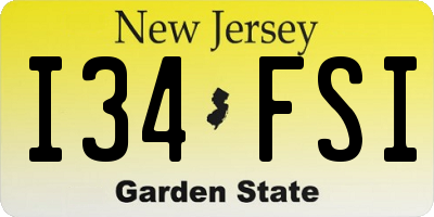 NJ license plate I34FSI