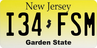 NJ license plate I34FSM