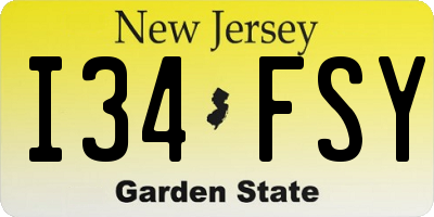 NJ license plate I34FSY