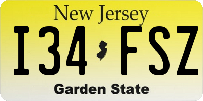 NJ license plate I34FSZ