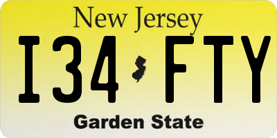 NJ license plate I34FTY