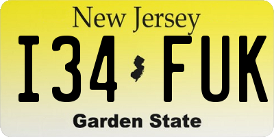 NJ license plate I34FUK