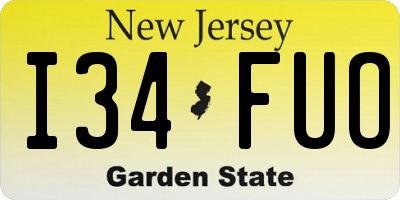 NJ license plate I34FUO