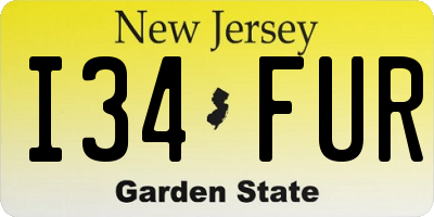 NJ license plate I34FUR