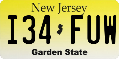 NJ license plate I34FUW