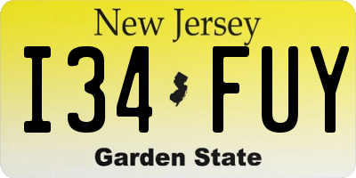 NJ license plate I34FUY