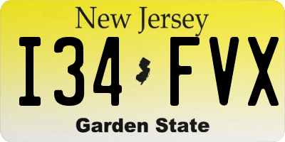NJ license plate I34FVX