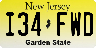 NJ license plate I34FWD