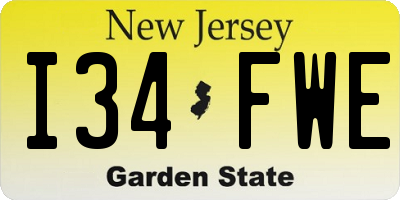 NJ license plate I34FWE
