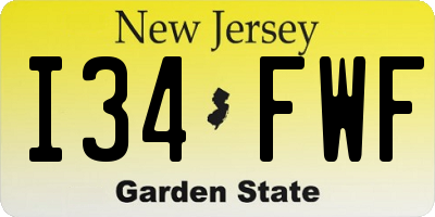 NJ license plate I34FWF