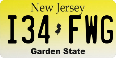 NJ license plate I34FWG