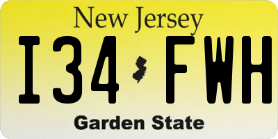 NJ license plate I34FWH